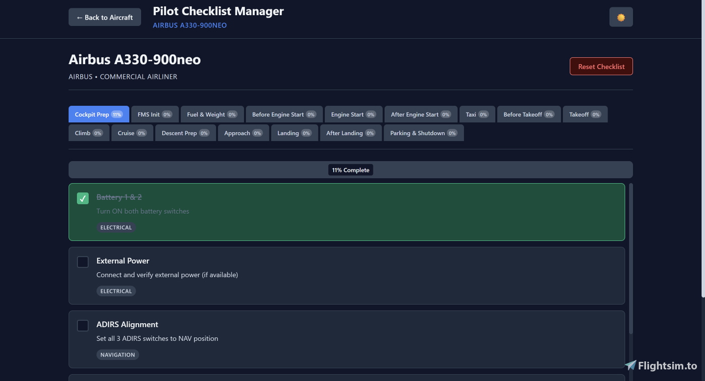 Flightsim.to - Activities - Update - Pilot Checklist Manager