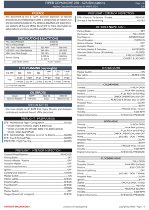 Piper Comanche 250 - Checklist & Procedures thumbnail 1
