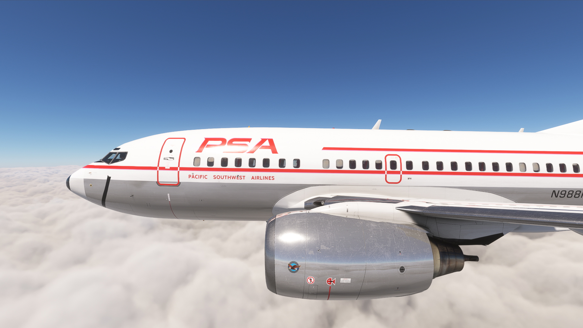 ゴースト 　マークなし　PSA9 PMDG 737-600 w/ cabin PSA - Pacific Southwest Airlines (N988PS