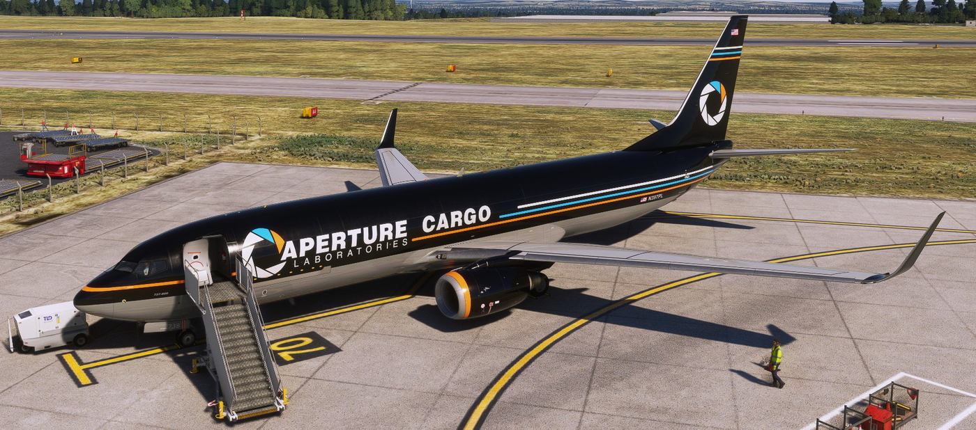 PMDG 737-800BDSF - APERTURE Labs Cargo Livery. Orange. 4K (PORTAL Game ...