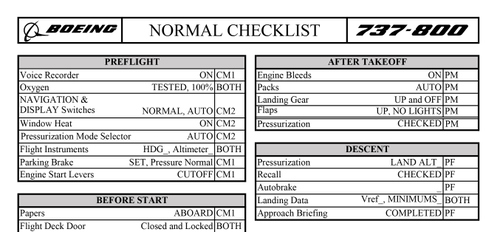 PMDG 737NG Normal Checklist