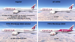 PMDG 777-200ER w/ cabin Qatar Airways complete fleet (regular, 100th aircraft, 2022 World Cup) thumbnail 7