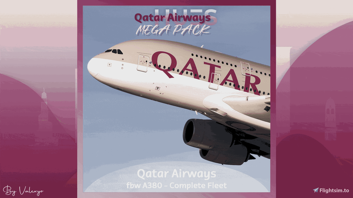 Threads Qatar Airways Fleet w/3D Cabin FBW A380X [Smart Decals]