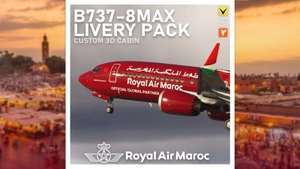 Royal Air Maroc CN-MAX CAF25 Special Livery  w/ 3D Cabin | iFly 737 MAX 8 [SD] thumbnail 3