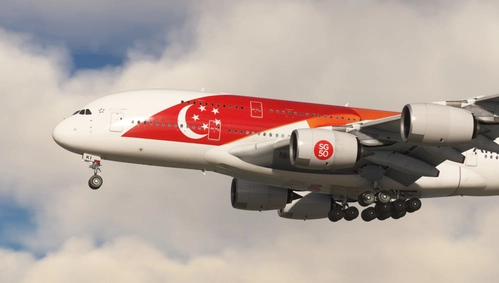 Singapore Airlines 9V-SKI Singapore's 50th  | FlyByWire A380-800 | 4K