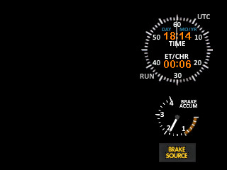 SPAD.neXt FIP PMDG 777 CAPTAIN's side Clock + Brake Accumulator  & Brake Source Annunciator gauge