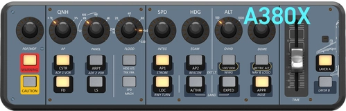 SPAD.neXt profile for X-Touch mini as FBW A380X Flight Deck