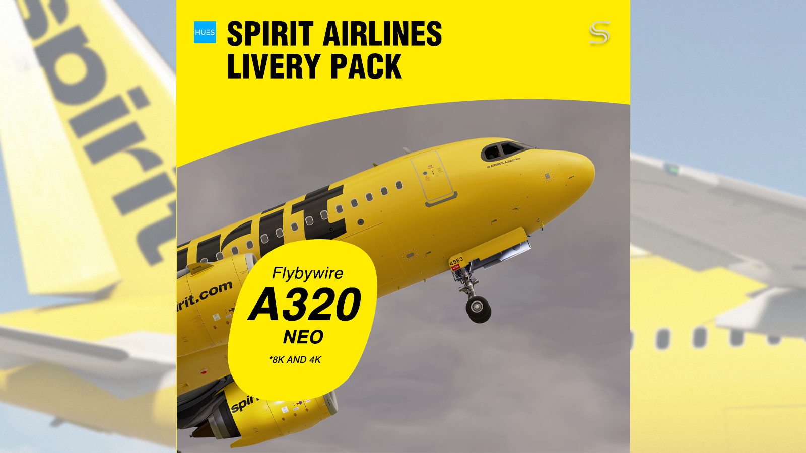 Spirit Airlines Livery Pack - FBW A32NX (8K & 4K) - Image 1
