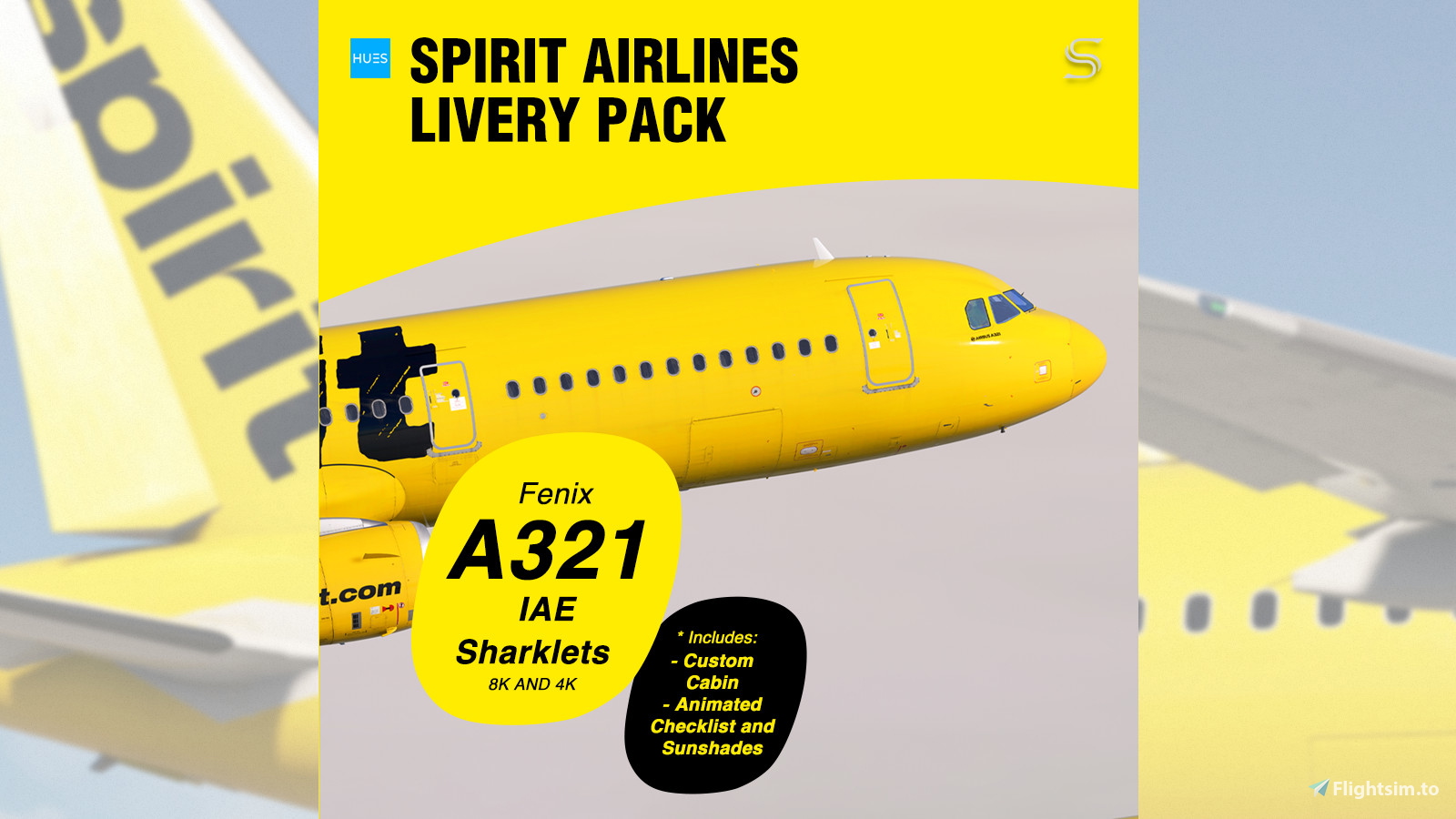 Spirit Airlines 'Sketch Titles' Livery Pack w/ Cabin | Fenix A321 | 8K & 4K - Image 1