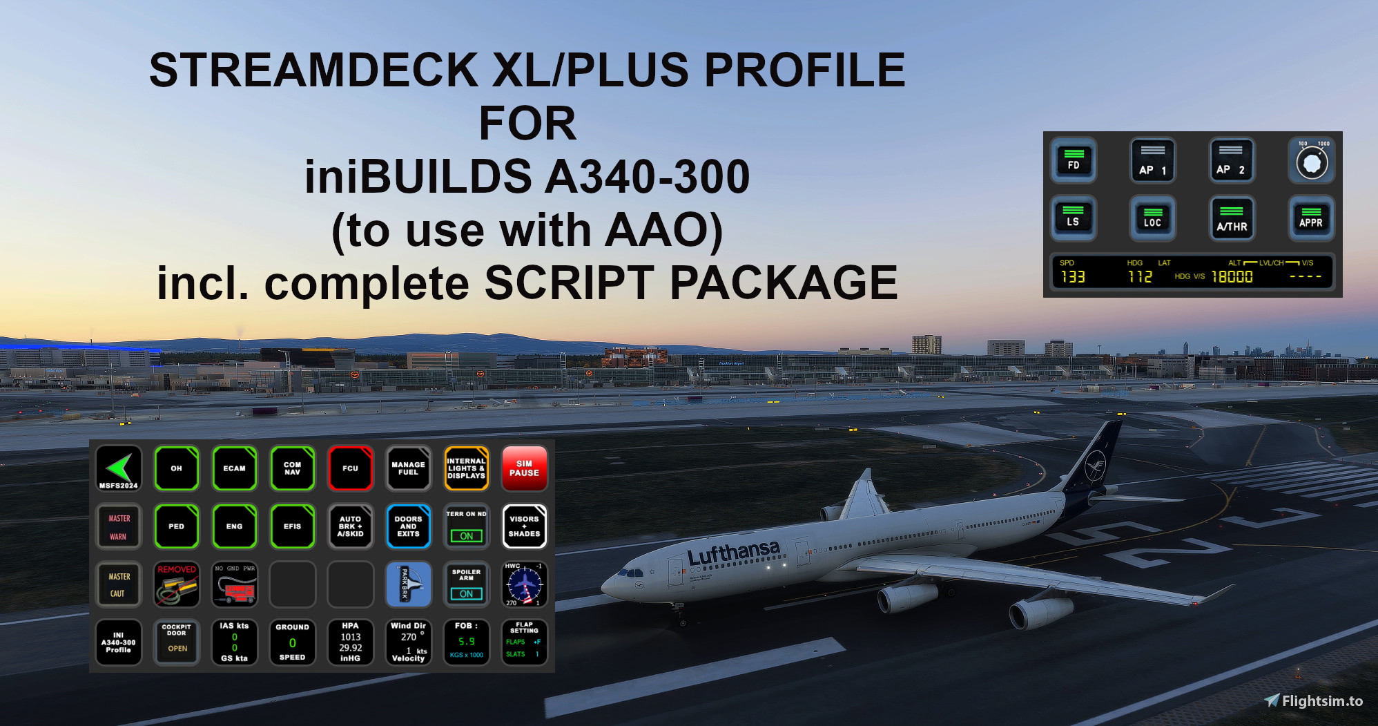 StreamDeck XL and SD+ Profile for iniBuilds A340-300 (AAO)  - Image 1