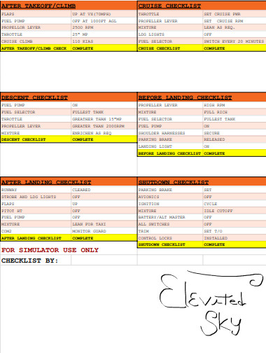 SWS VAN'S RV-8 CHECKLIST