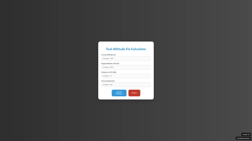Tool Altitude Fix Calculator