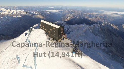  Capanna Regina Margherita Hut (highest building in Europe , 14941 ft)