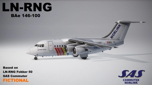 Justflight 146 Professional,  146-100, LN-RNG,  Scandinavian Commuter Norlink, Fictional