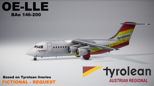 Justflight 146 Professional, 146-200, OE-LLE, Tyrolean - Austrian Regional, Fictional, Request