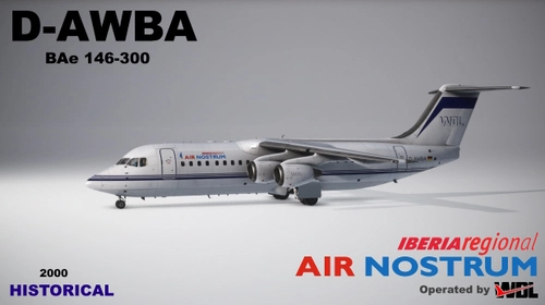 Justflight 146 Professional, 146-300, D-AWBA, Iberia Regional, Air Nostrum (WDL) 2000