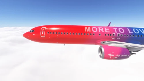 PMDG 737-900ER w/ cabin Alaska Airlines + Virgin America 'More to Love' (N493AS)