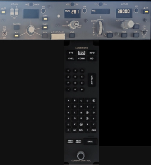 787 Air Manager panel and instruments