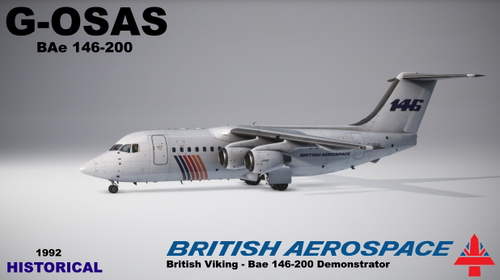 Justflight 146 Professional, 146-200, G-OSAS, British Aerospace, British Viking Demonstrator, 1992