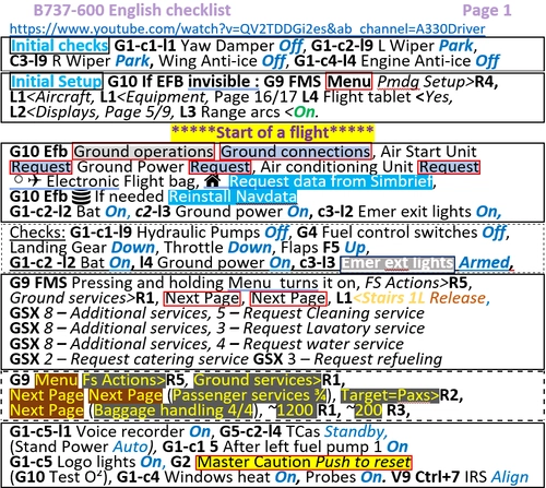 Ultra-detailed checklist for Boeing 737-600