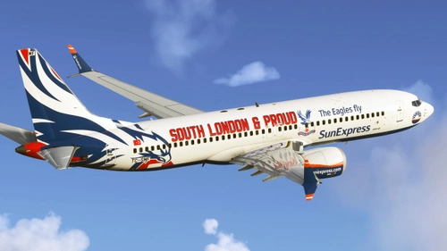 iFLY | 737-MAX 8 | Sunexpress TC-SMF 'Crystal Palace FC' Livery 4K