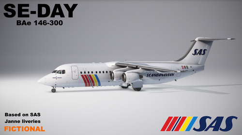 Justflight 146 Professional,  146-300, SE-DAY, Scandinavian Airlines, Fictional