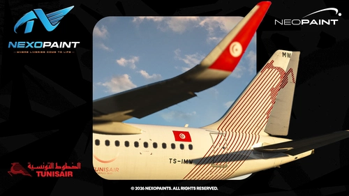 Tunisair Livery Sharklets w/Cabin For Fenix A320 "2017 & 2018+ Version" | TS-IMW [8K] [BFU]