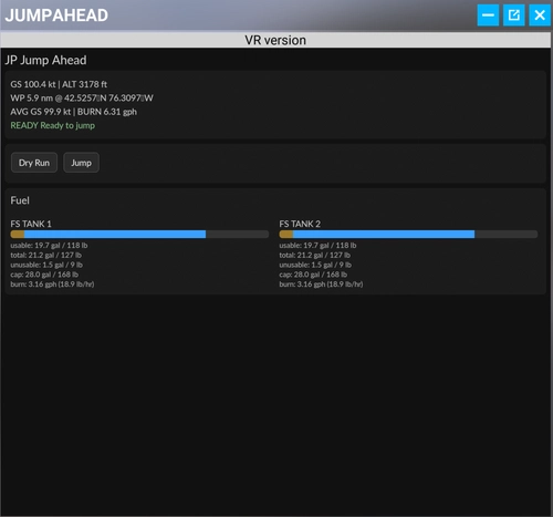 JP Jump Ahead – A tool to skip long cruise segments as an  alternative to simrate acceleration.