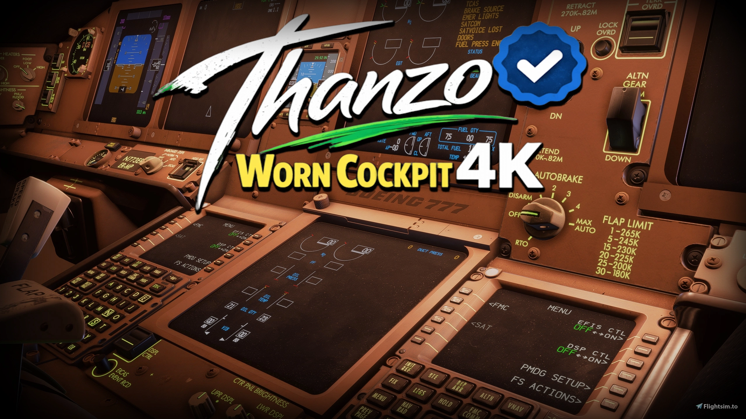 [PMDG  777] Thanzo Mod Worn Cockpit 4K - Image 1