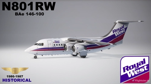 Just Flight 146 Professional, 146-100, N801RW, Royal West Airlines, 1986