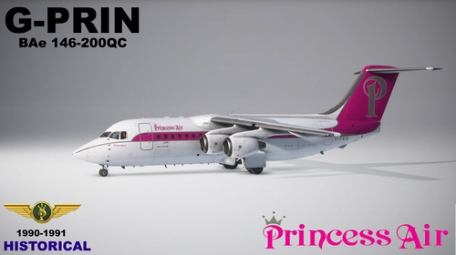 Just Flight 146 Professional, 146-200QC, G-PRIN, Princess Air PLC, 1990-1991