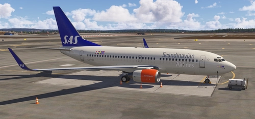 PMDG 737-700 Scandinavian Airlines LN-TUK (2018) for MSFS 2024 Custom cabin textures.