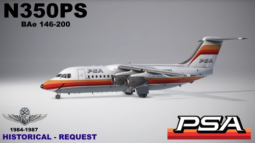 Just Flight 146 Professional 146-200 - N350PS, PSA, 1984-1987