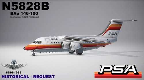 Just Flight Professional 146-100/ RJ70 - N5828B,  PSA, 1984-1985