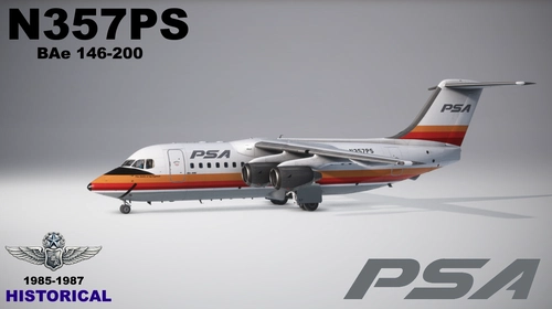 Just Flight 146 Professional 146-200 - N357PS, PSA, 1985-1987