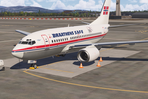 PMDG 737-600 Braathens Safe LN-BRS (1996) for MSFS 2024 Custom cabin textures.