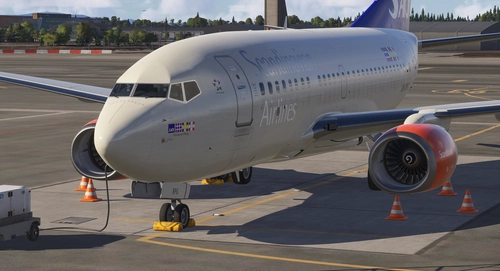 PMDG 737-600 Scandinavian Airlines LN-RPG for MSFS 2024 Custom cabin textures.