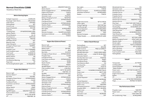 Normal Checklists C208B