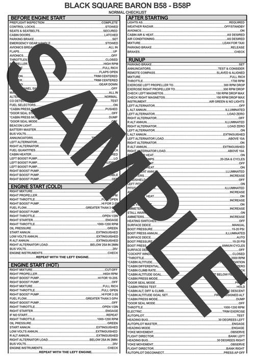 Black Square Baron B58-B58P Normal Checklist