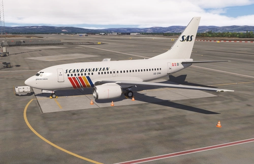 PMDG 737-600 Scandinavian SE-DNL (1993) for MSFS 2024 Custom cabin textures.