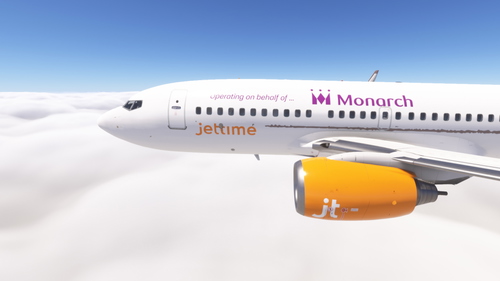 PMDG 737-700 w/ cabin Jettime op Monarch Airlines (OY-JTY)