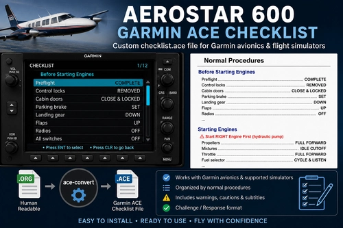 Aerostar 600 Checklist for TDS GTNXi Pro