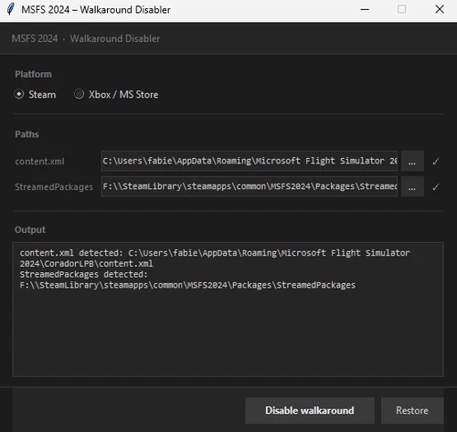 MSFS 2024 - Walkaround Disabler
