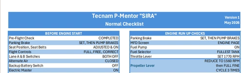 Tecnam P-Mentor - Checklist & Procedures