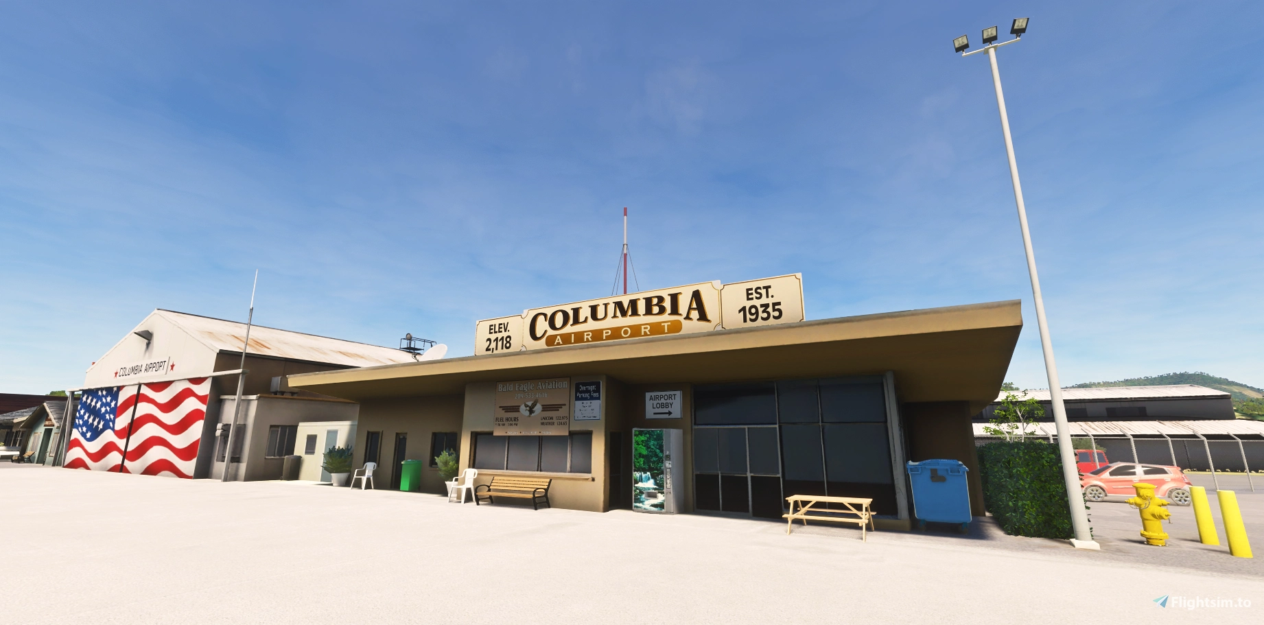 Columbia Airport Nachtbeleuchtung auf der Hauptrampe