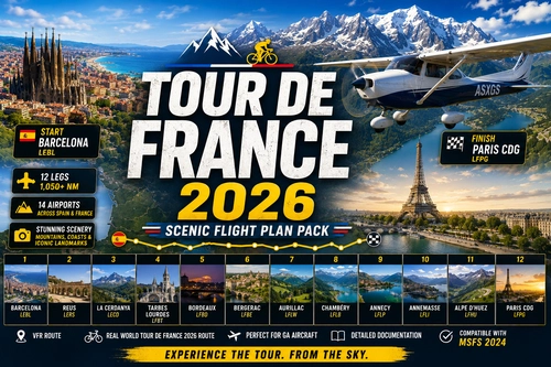Tour de France 2026 – General Aviation Adventure Flight Plan For MSFS20/24