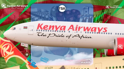 Kenya Airways 5Y-KZX w/cabin | PMDG 777-300ER | 8K
