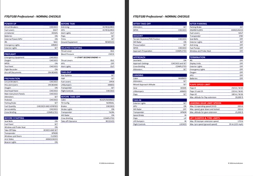 Fokker 70/100 Normal Checklist