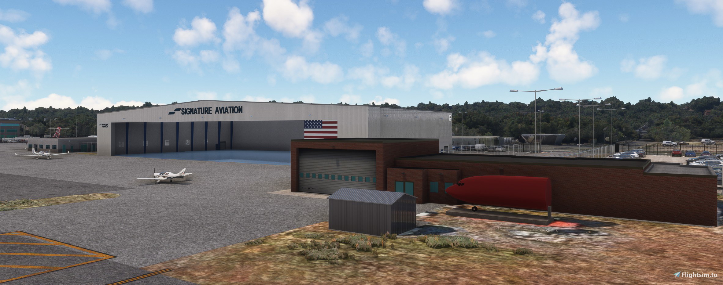 KTEB Teterboro animated hangar doors