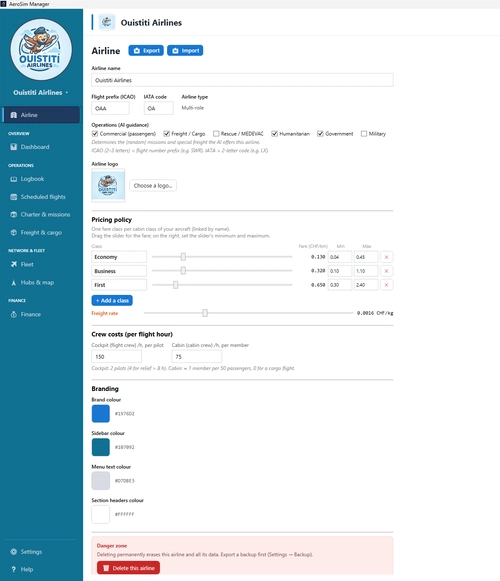 AeroSim Manager — MSFS Virtual Airline & Logbook Tool